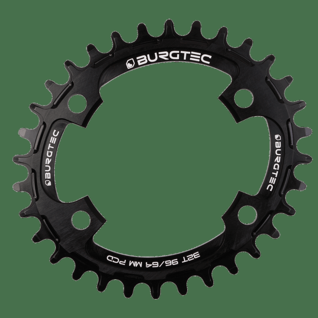 Burgtec Oval 96/64mm PCD Thick Thin Chainring - Black