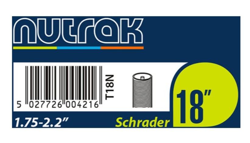 Nutrak 18 x 1.75 - 2.125 inch Schrader inner tube