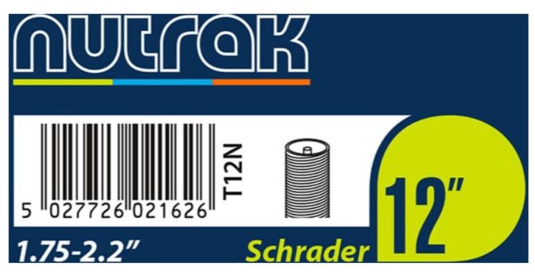 Nutrak 12 x 1.75 - 2.125 inch Schrader inner tube